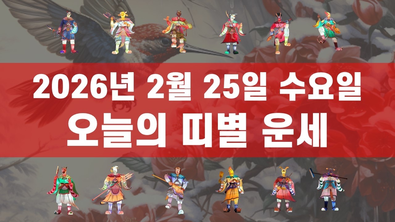 2026년 2월 25일 수요일 오늘의 띠별 운세 행운과 대박을 기원합니다