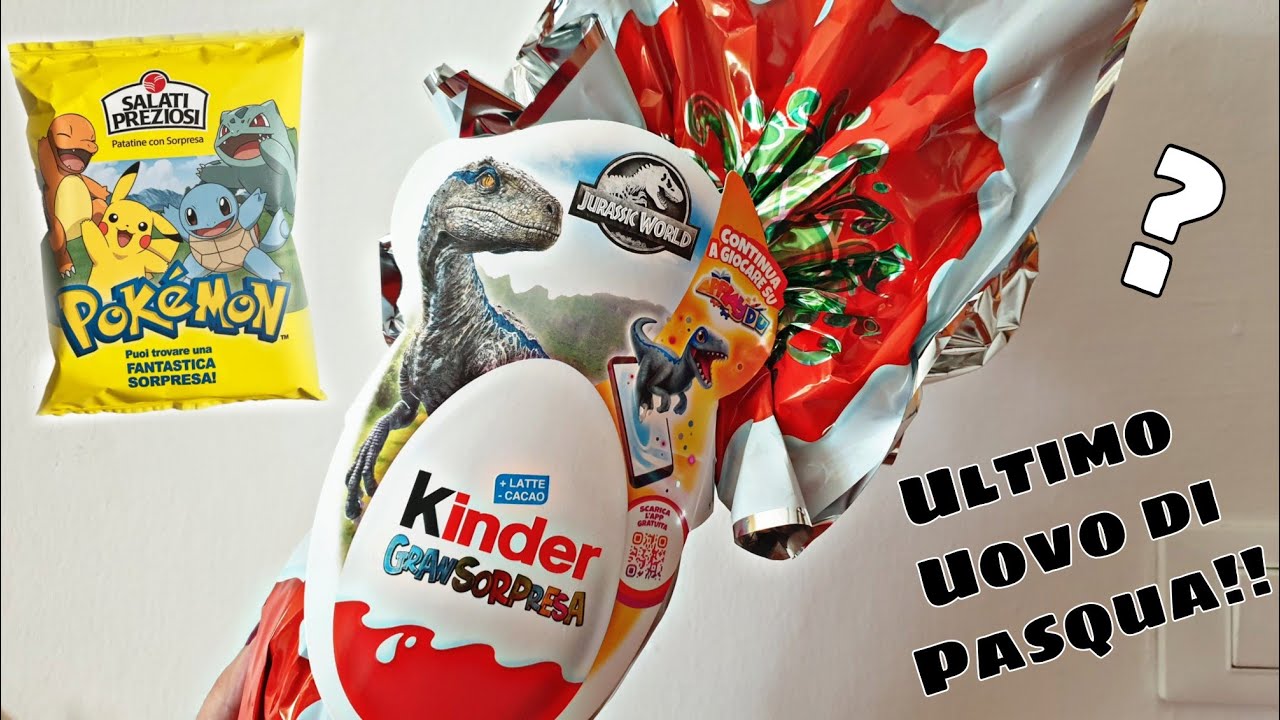 APRIAMO L'ULTIMO UOVO DI PASQUA KINDER 2022!!! Jurassic World e Patatine Pokemon!