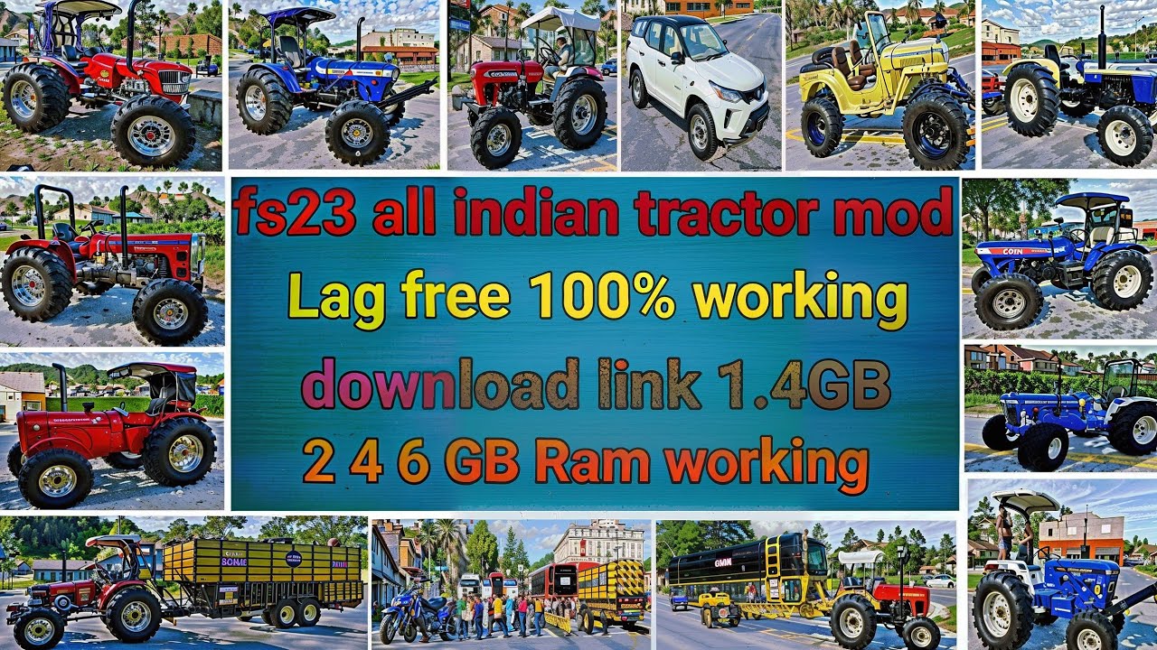 Fs23 all indian tractor mod || tractors + car || download link #fs23 