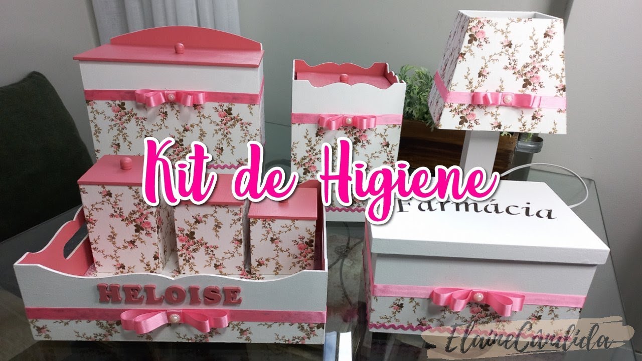 Artesanato em MDF: Kit de higiene para bebê - Lindas peças de MDF decorado com tecido, fitas e amor!