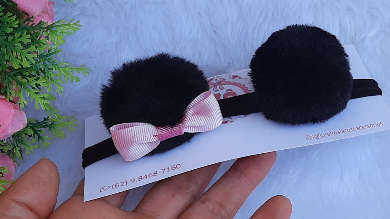 faxinha panda, orelhinha de pompom