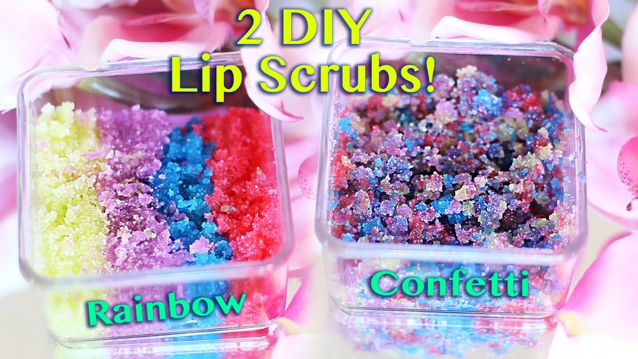 DIY Lip Scrub! 2 Easy DIY Lip Scrubs - Rainbow & Confetti Lip Scrubs