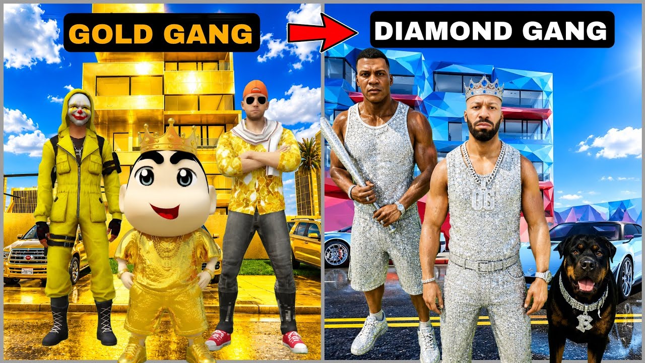 SHINCHAN GOLD GANG VS FRANKLIN DIAMOND GANG IN INDIAN BIKE DRIVING 3D ~ GTA V 