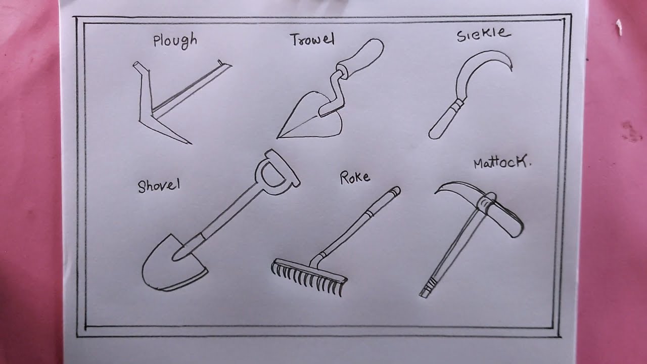 how to draw agricultural tools with names