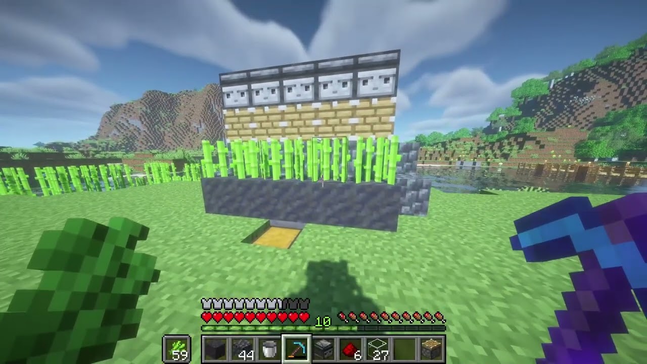 Playing minecraft by myself building my sugar cane farm