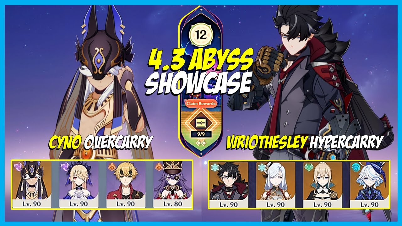 C0 Cyno-C0 Chevreuse OverCarry & C0 Wriothesley HyperCarry Spiral Abyss 4.3 Floor 12 9 Stars