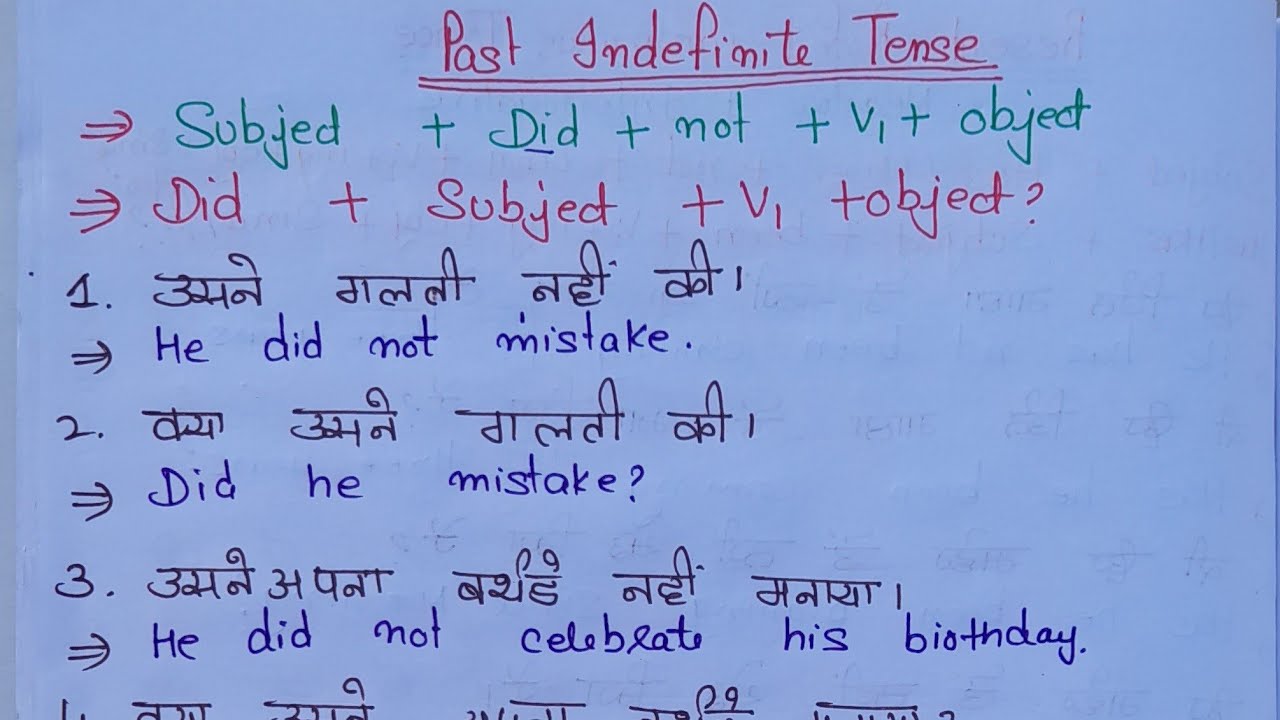 17 February 2026 Past Indefinite Tense with examples 