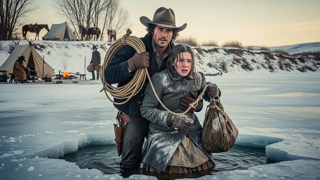 She Was Drowning When The Ice Cracked Beneath Her, The Cowboy Threw A Rope And Saved Her