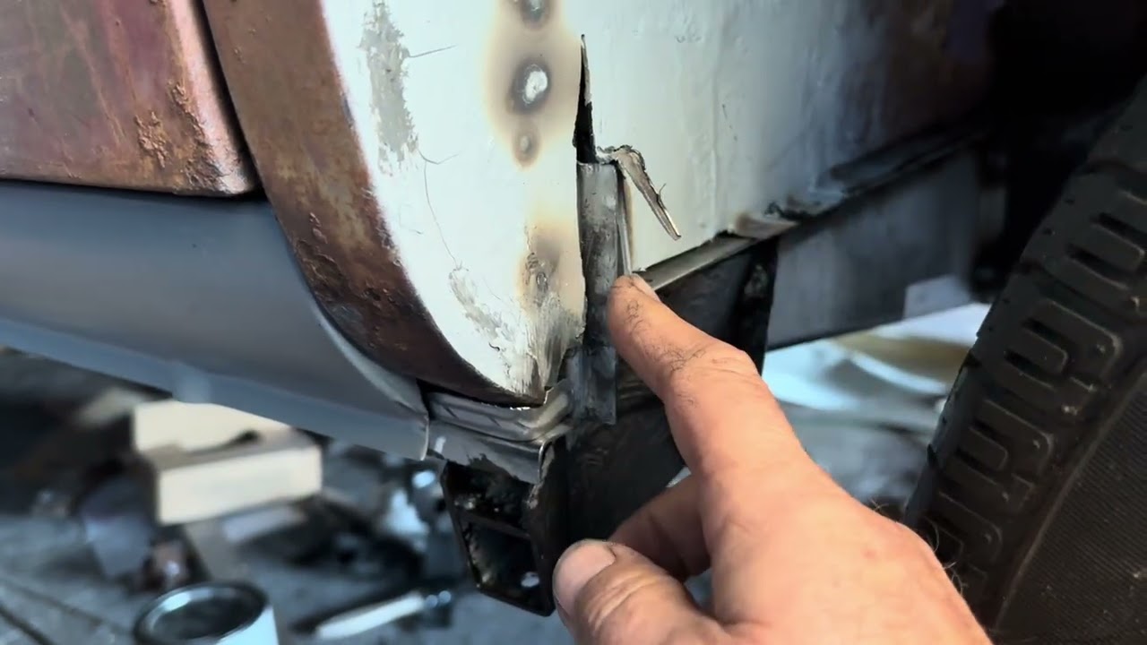 Welding holes in VW bus b pillar