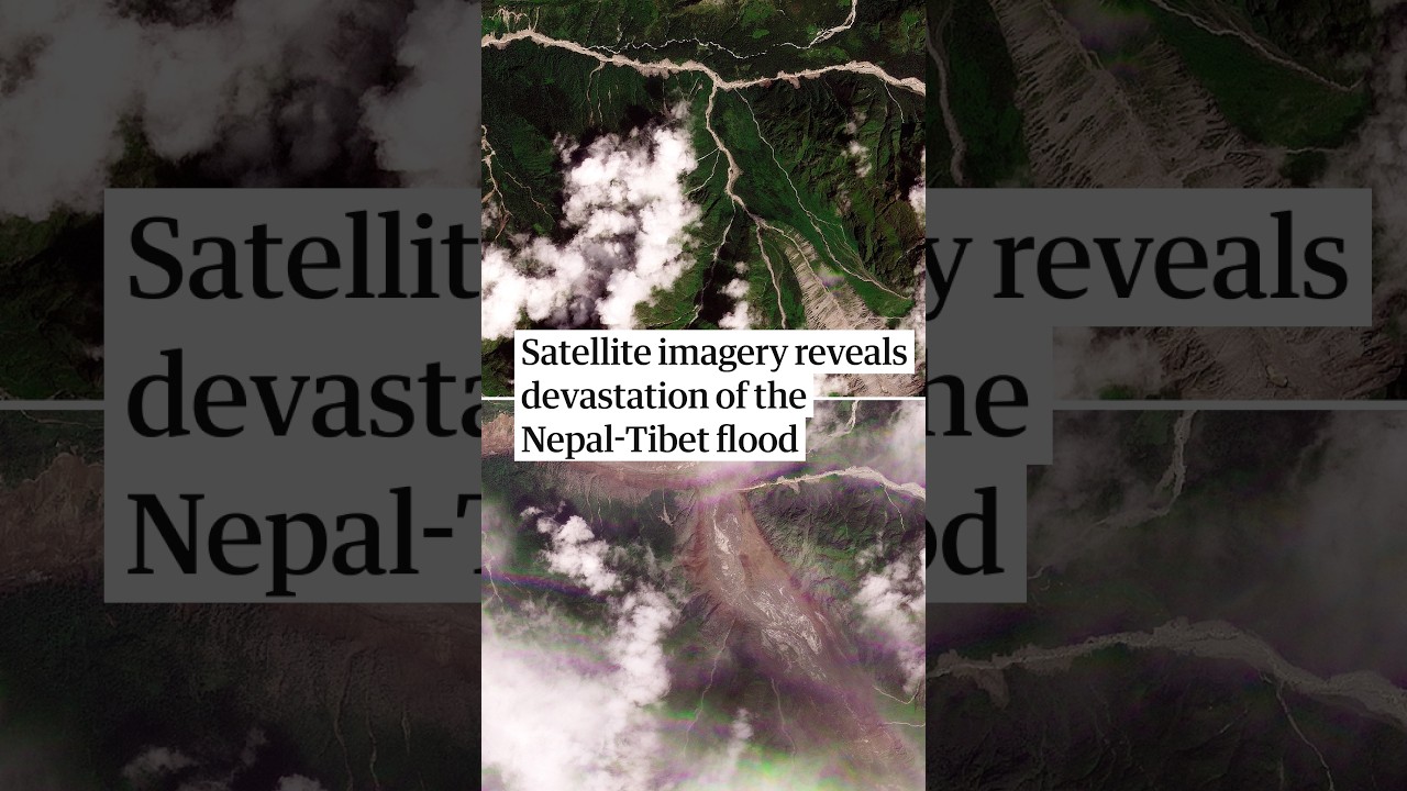 Before and after satellite imagery reveals devastation of the Nepal-Tibet flood