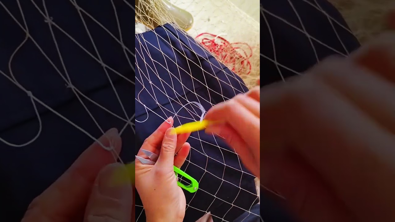 The process of repairing broken fishing nets- Good tools and machinery make work easy