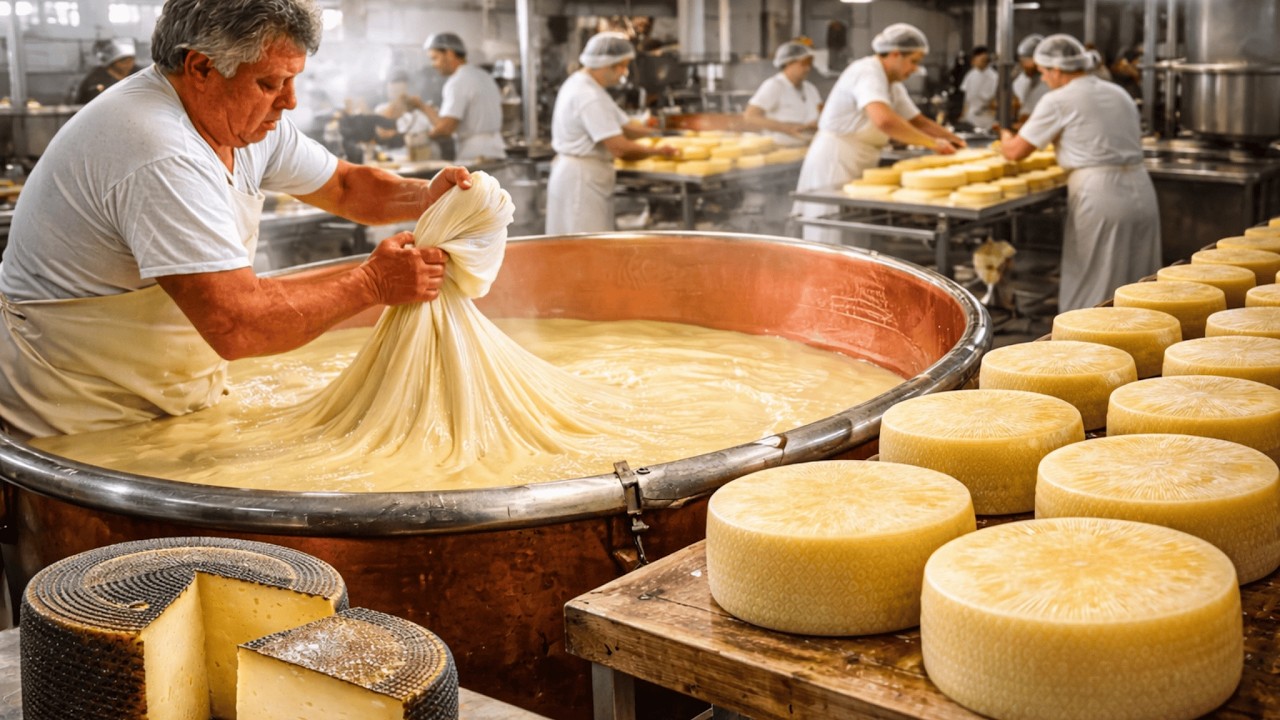 COMO se HACE el QUESO CHEDDAR industrial🧀| Como se FABRICA el QUESO CHEDDAR