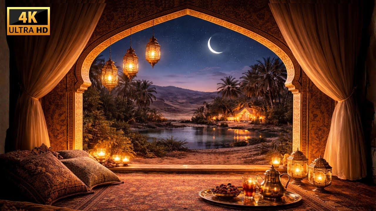 4K Ramadan Arabian Night &ndash; Warm Lanterns, Desert Wind Ambience