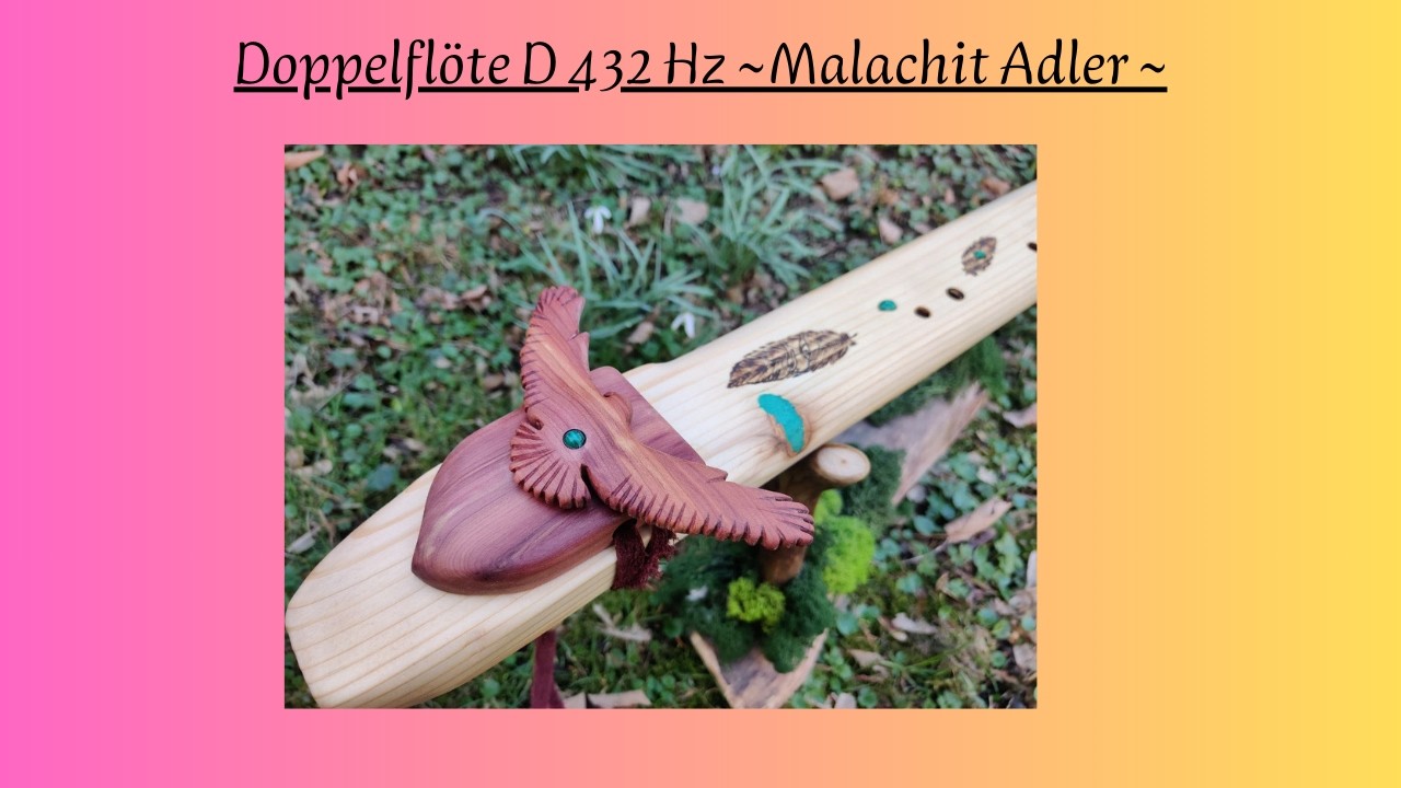 Im Shop: Indianer Doppelflöte aus Tanne D 432 Hz ~Malachit Adler ~