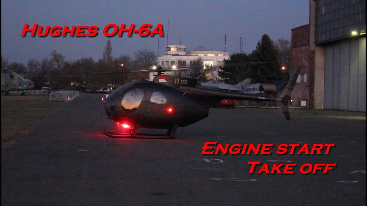 Hughes OH-6A engine start & take off at Budaörs Airfield, LHBS