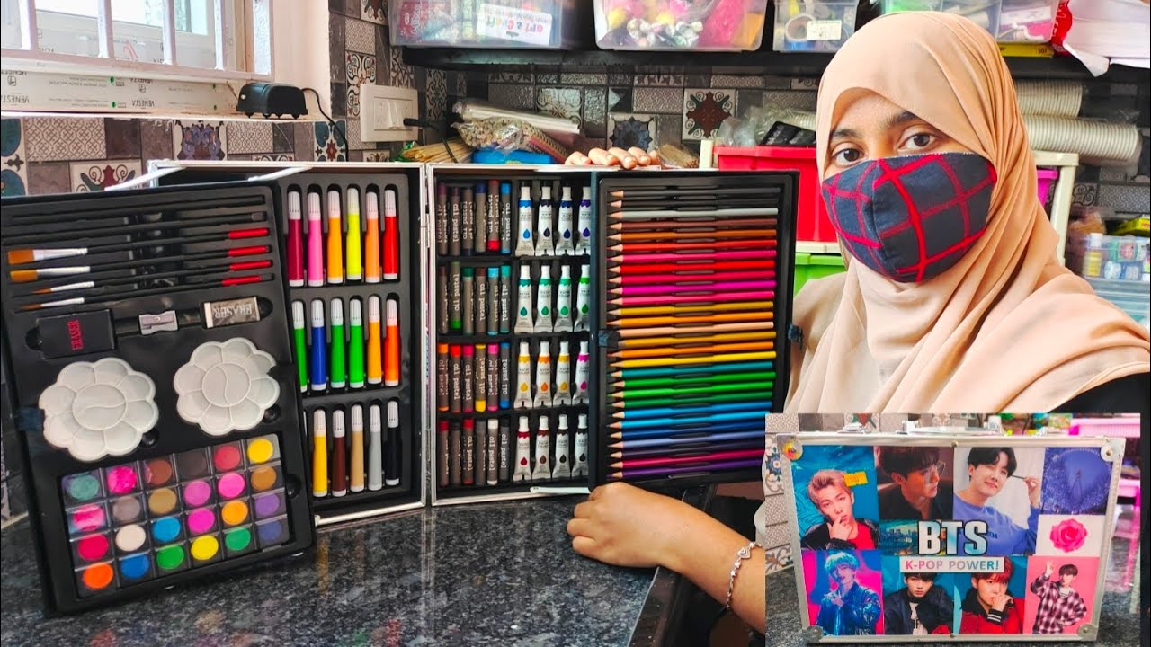 Biggest BTS Sketch pencil box unboxing and review Tamil/craft tamil