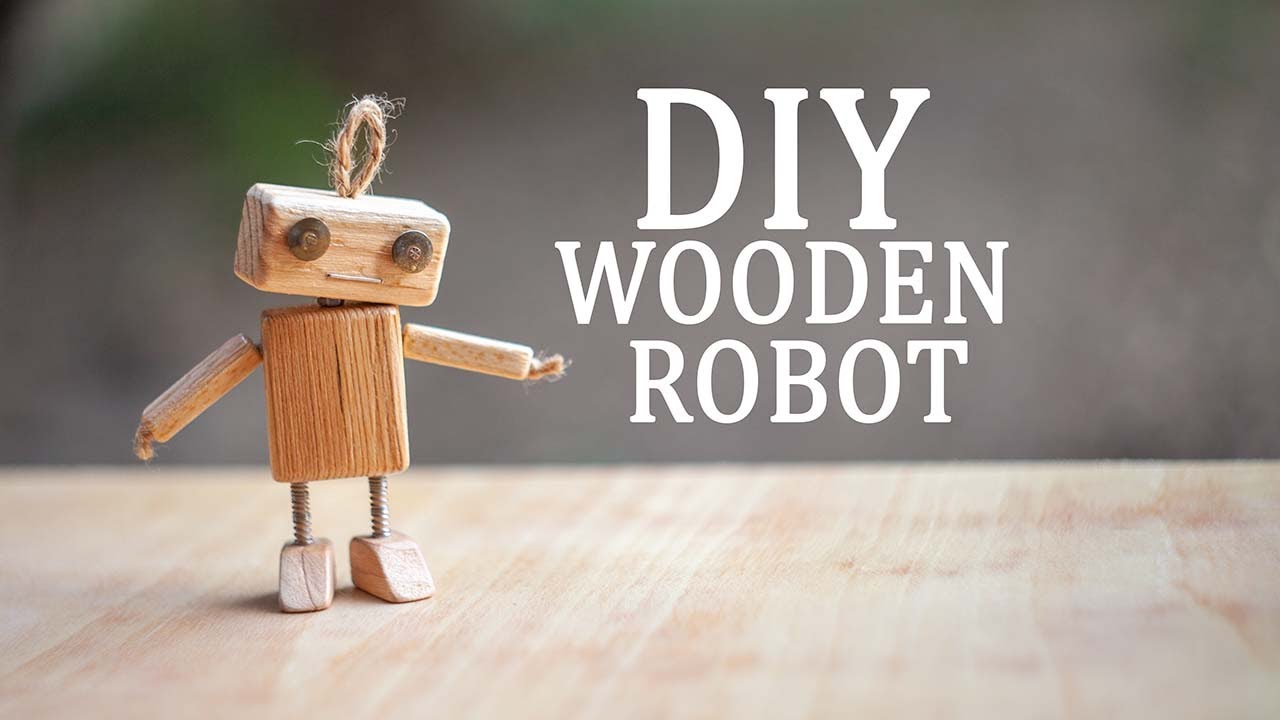 How to make a cute wooden robot toy for decoration using scrap materials