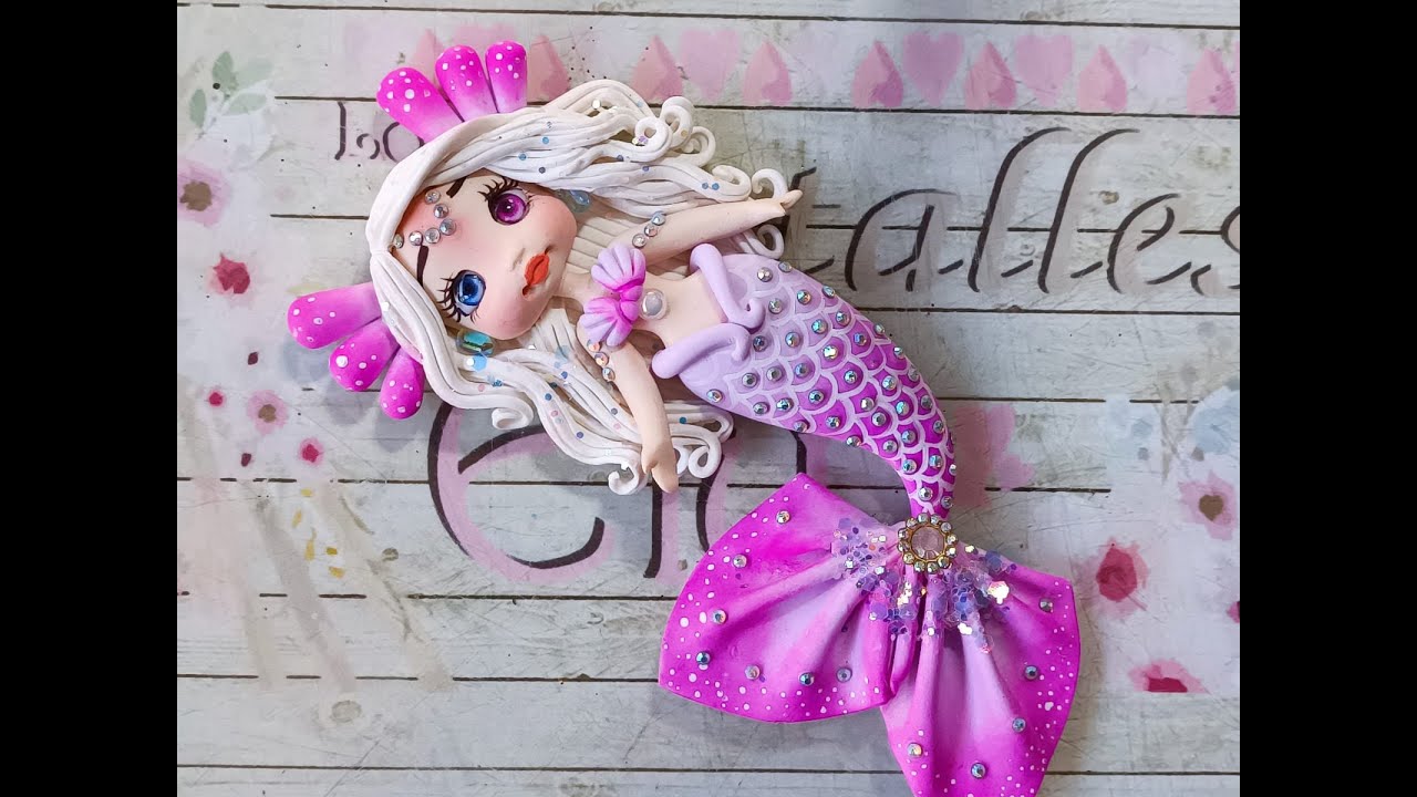 Hermosa sirena!! pasta flexible/pasta fria. sirena aplique para moños