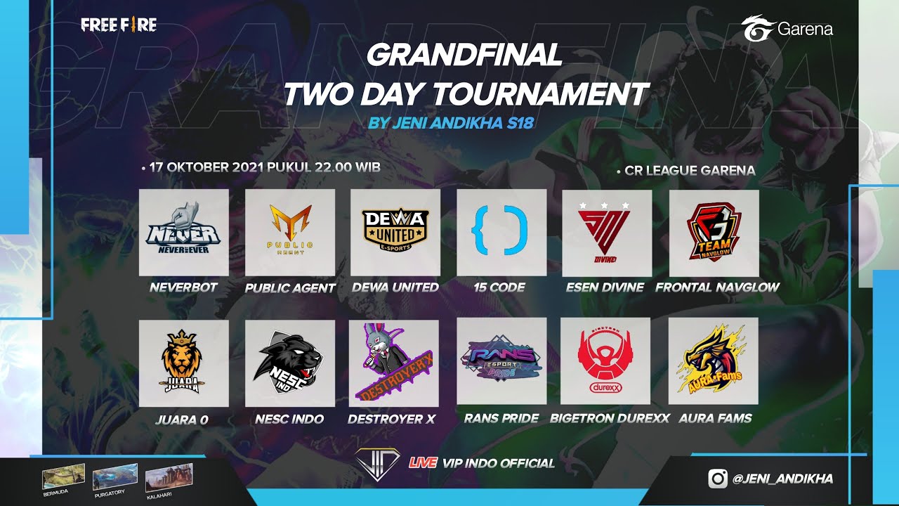 GRAND FINAL TWO DAY TOURNAMENT BY JENI ANDIKKA S18 | GARENA FREE FIRE MAX 2021