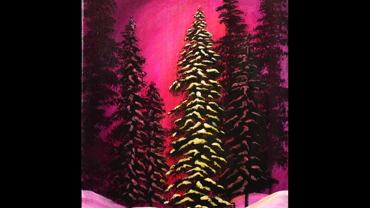 Merry and Bright Winter Forest Step by Step Acrylic Painting on Canvas for Beginners