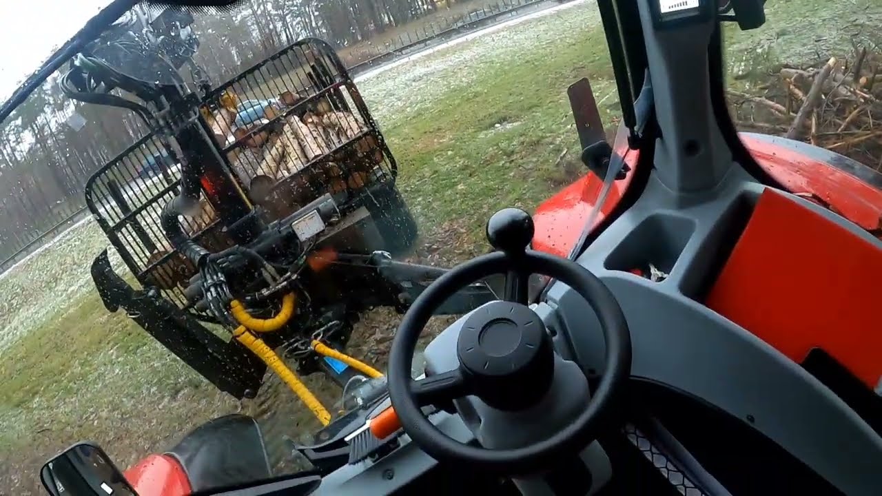 Valtra 154 with kesla 144nd . Timber loading . Vilnius city forest. GoPro. Cabin view.