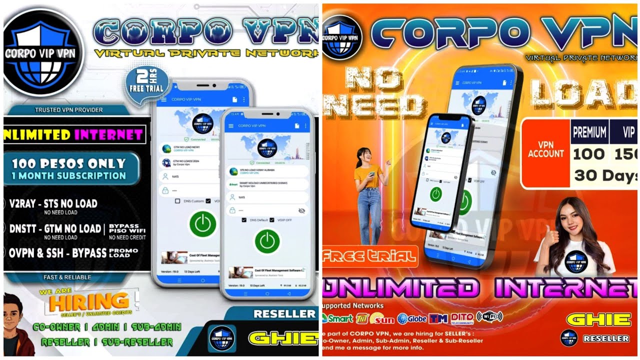 PAANO GAMITIN CORPO VPN/SMART,TNT,GLOBE/TM NO NEED LOAD