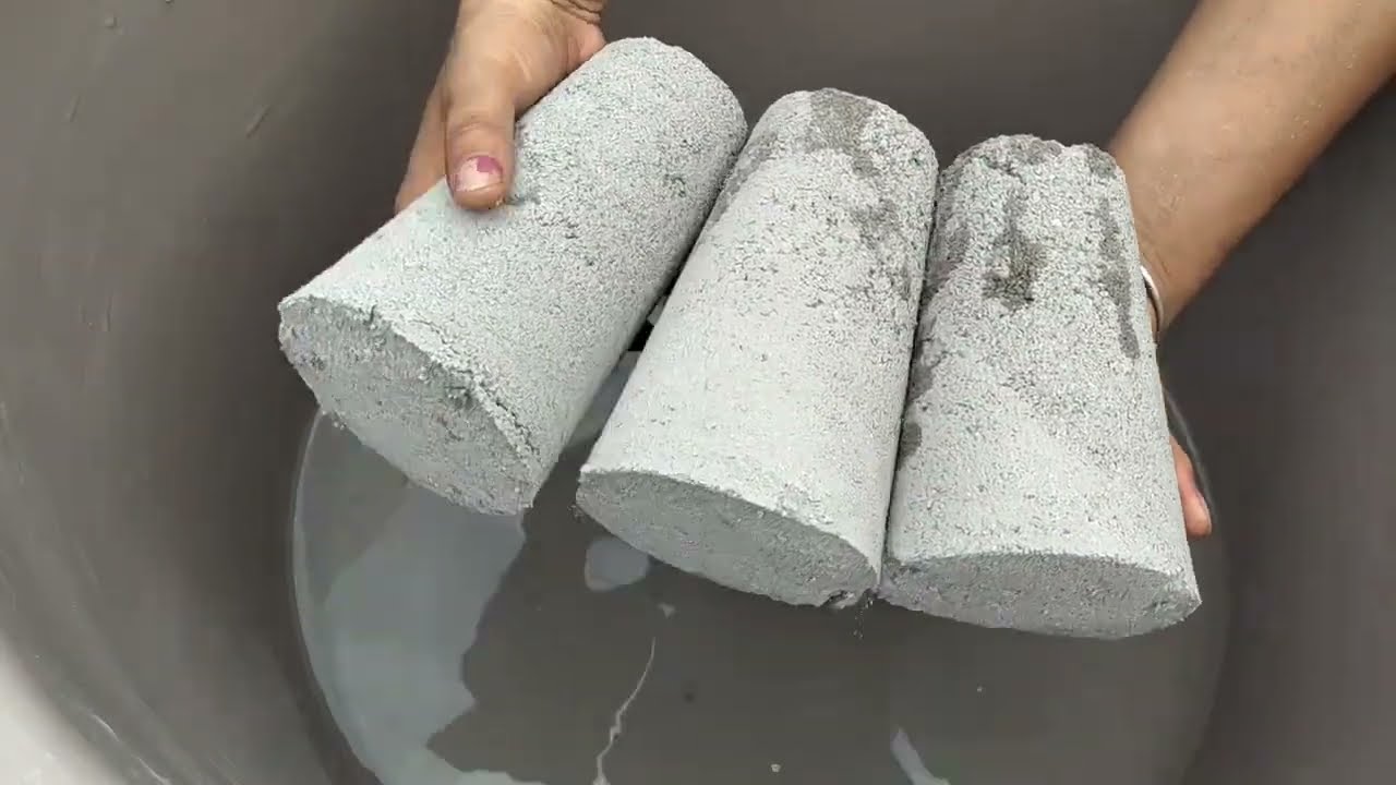Asmr - Gritty sand cement Mini Cylinder Shape Crumble dry and water 💦#oddlysatisfying 