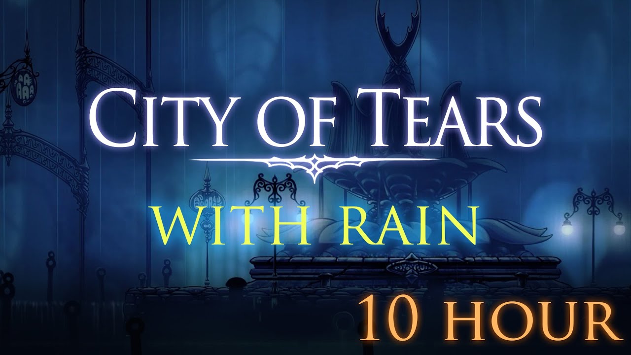 Hollow Knight Ambience 10+ hour City of Tears (outdoors, with rain)