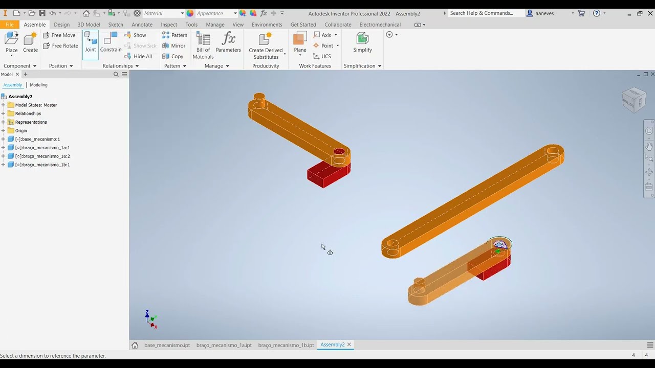 Inventor 2022 Como modelar montar e simular um mecanismo de quatro barras Dynamic Simulation
