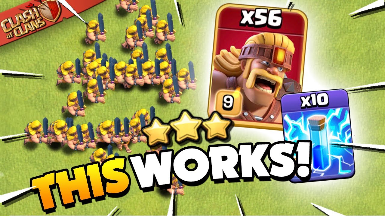 Using 56 Super Barbarians to Attack in Clash of Clans!