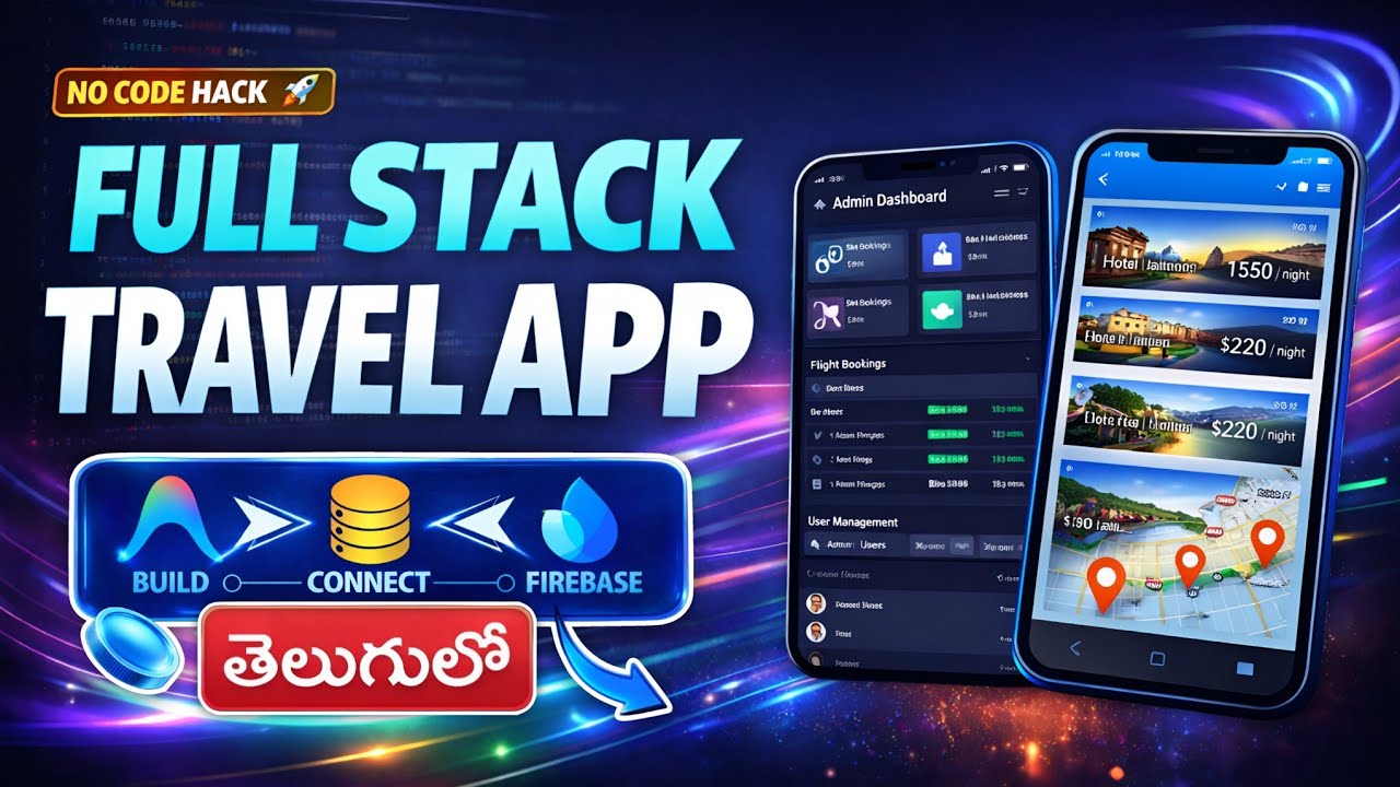 Build a Travel Booking App Using Antigravity & Firebase in Telugu | No Code Travel App