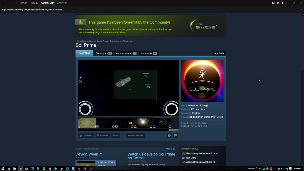 Sol Prime is Greenlit!