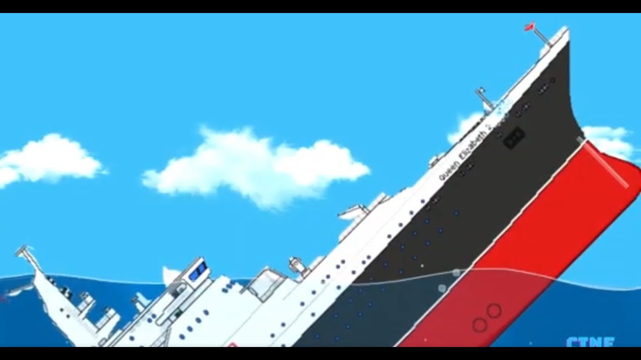Sinking the Queen Elizabeth 2 ship in the floating sandbox