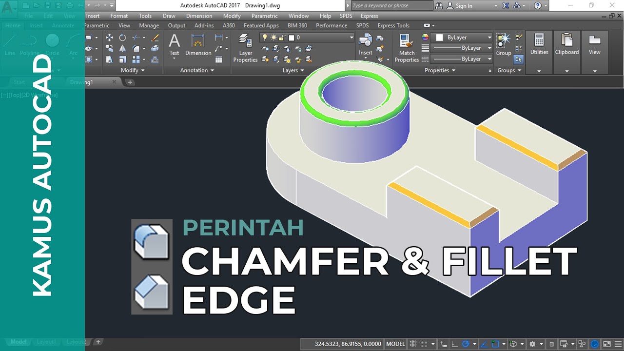 Cara Chamfer dan Fillet Objek 3D di AutoCAD | Chamfer Edge & Fillet Edge