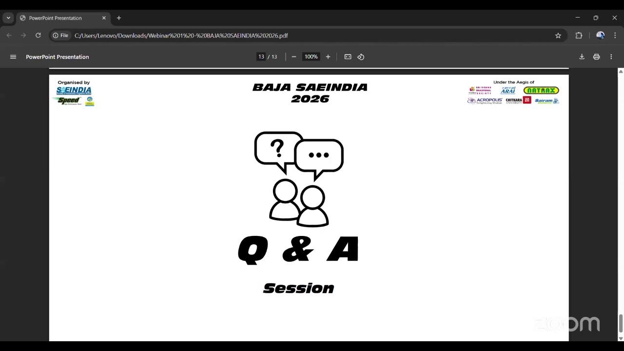 Introduction to BAJA SAEINDIA 2026 | Webinar 1 | Introductory Webinar Series
