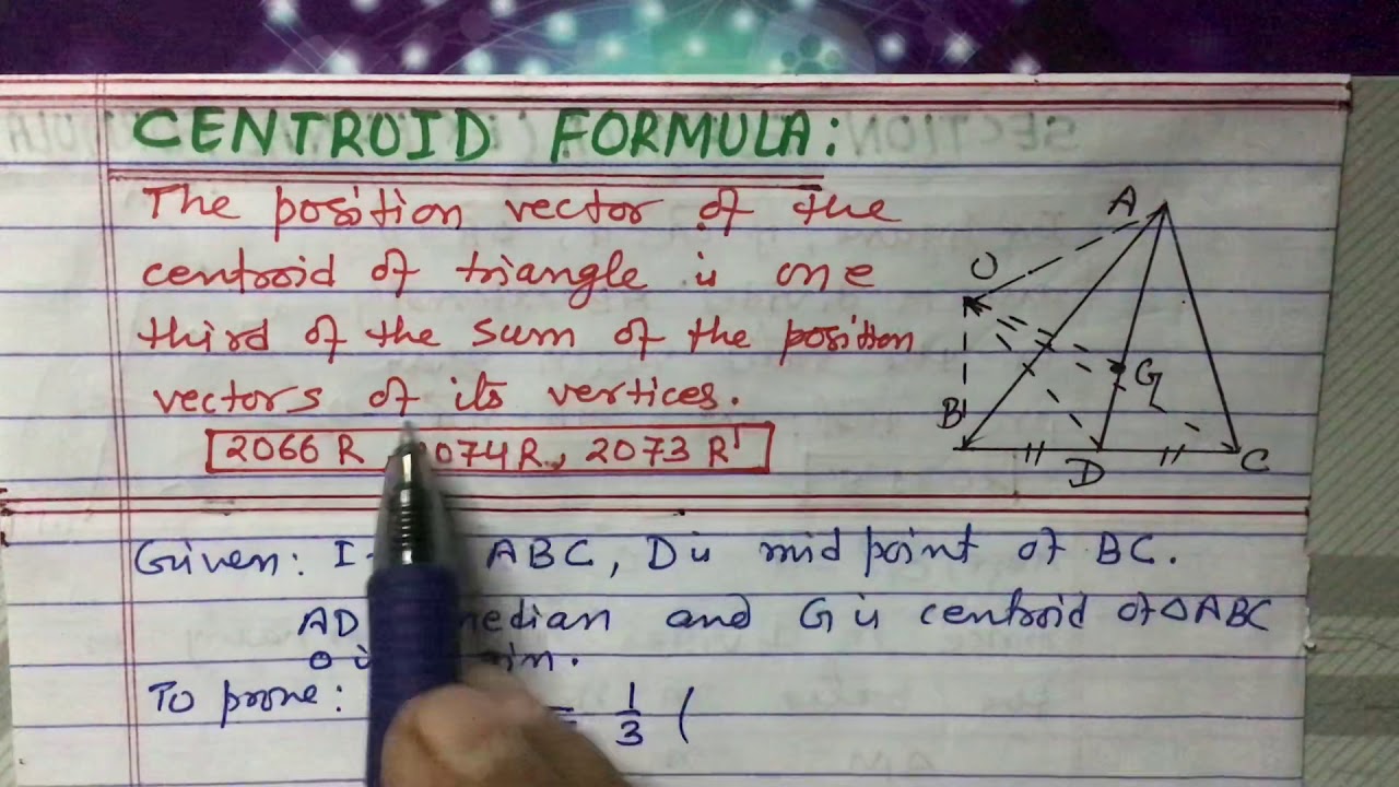 Centroid Formula ll SEE Question 2065 M, 2067 R’, 2068 R’ ll Vector Geometry ll IR Simkhada