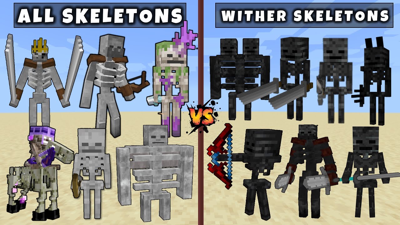 All Skeletons vs All Wither Skeletons – Mutant & Titan Skeleton vs Mutant & Titan Wither Skeleton