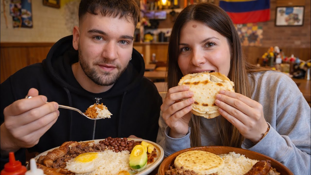 Probamos la COMIDA COLOMBIANA por PRIMERA VEZ 🤩​ *BANDEJA PAISA*