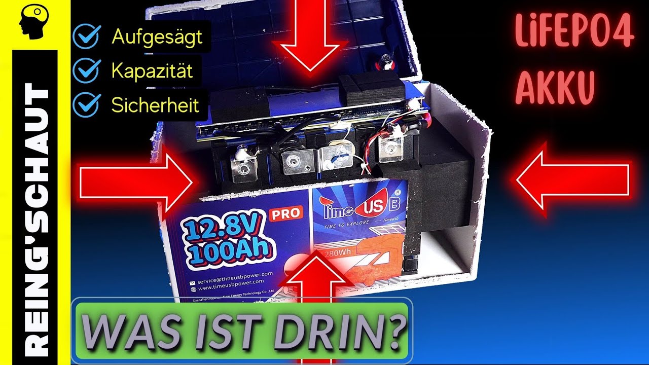 Timeusb LiFePO4 Akku zerlegt | 12V / 100 Ah | Test