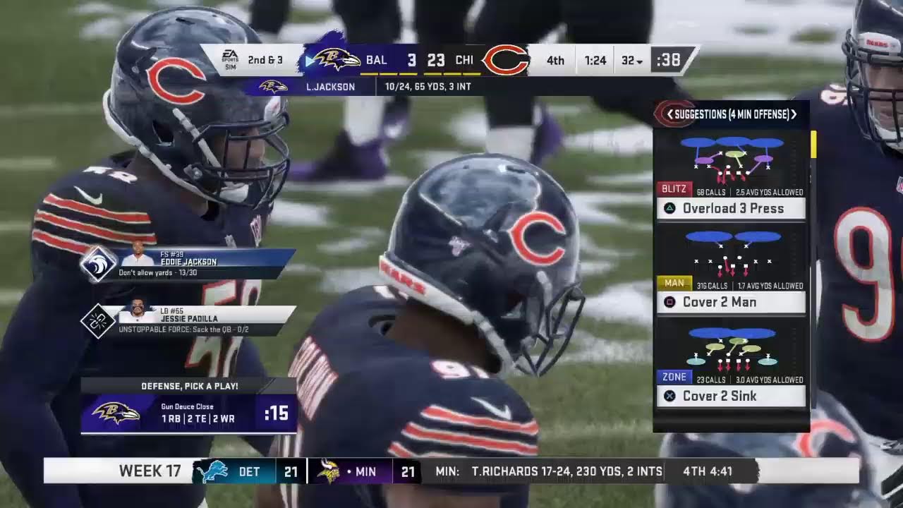 Madden 20 Bears VS Ravens Season Week 17 January 11 2026