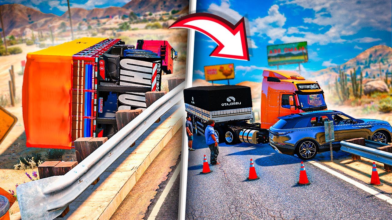GTA V VIDA DE CAMINHONEIRO | PASSAMOS POR 3 ACIDENTES NESSA VIAGEM *foi tenso* 😥 #201