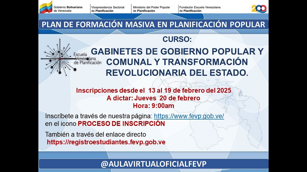 CURSO: GABINETES DE GOBIERNO POPULAR Y COMUNAL Y TRANSFORMACIÓN REVOLUCIONARIA DEL ESTADO