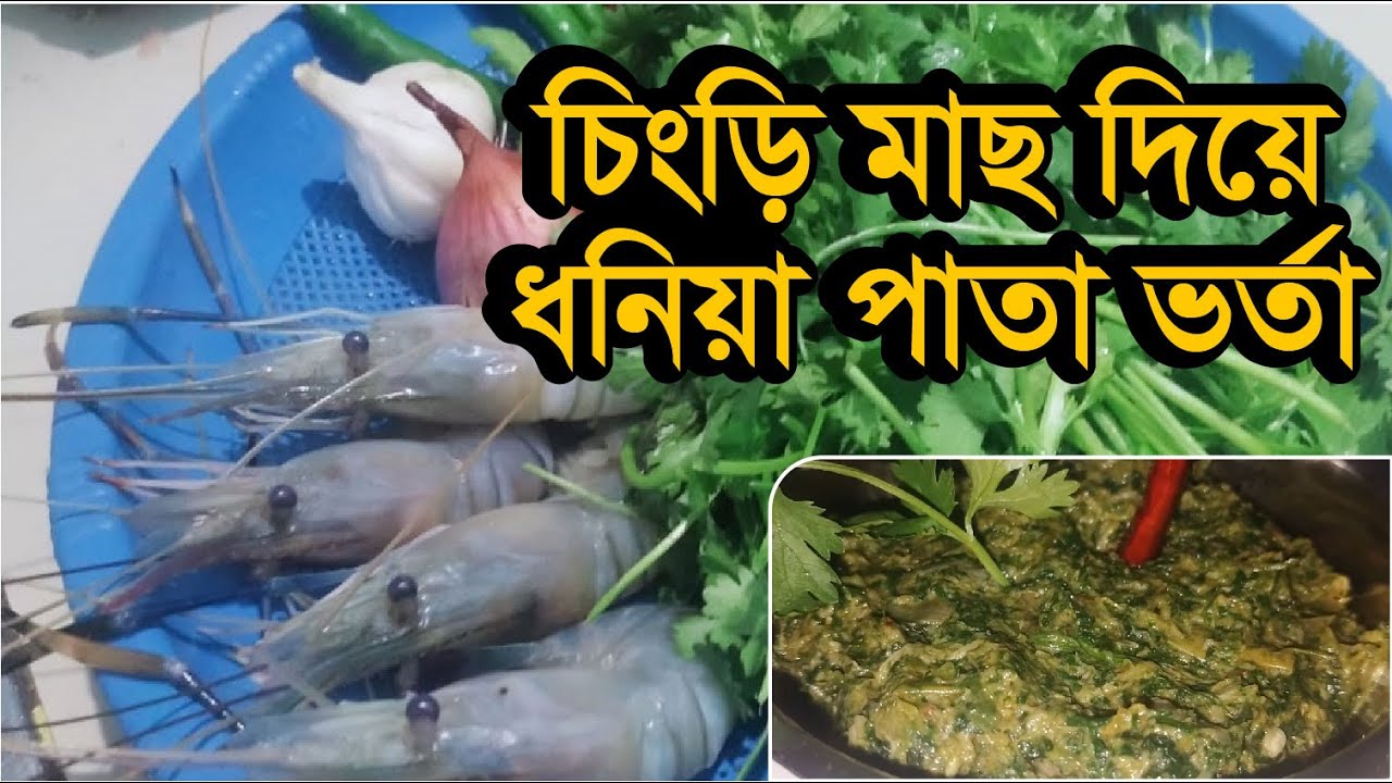 চিংড়ি মাছ দিয়ে ধনিয়া পাতা ভর্তা | Shrimp Stuffed with Coriander Leaves Recipes Mash