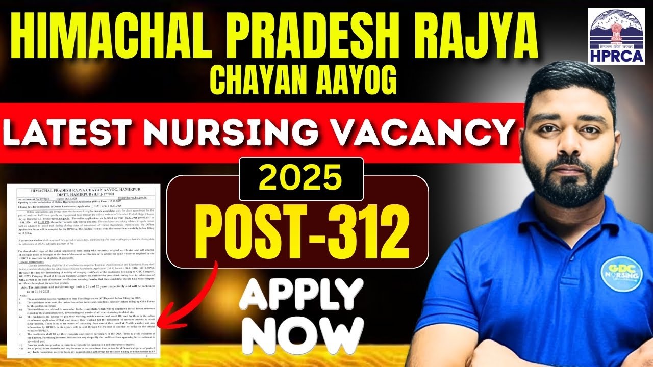 Big Update | Latest Nursing Vacancy 2025 in Himachal Pradesh | 312 Posts