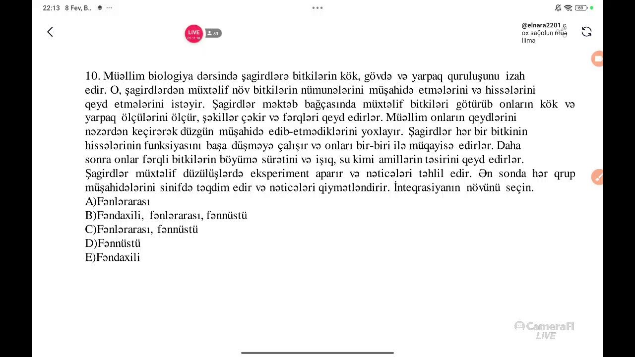 Yeni proqrama əsasən test və izahlar