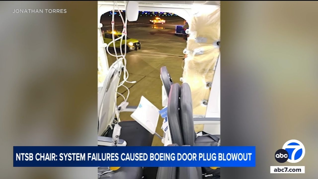 Systemic failures led to a door plug flying off a Boeing 737 Max, NTSB says