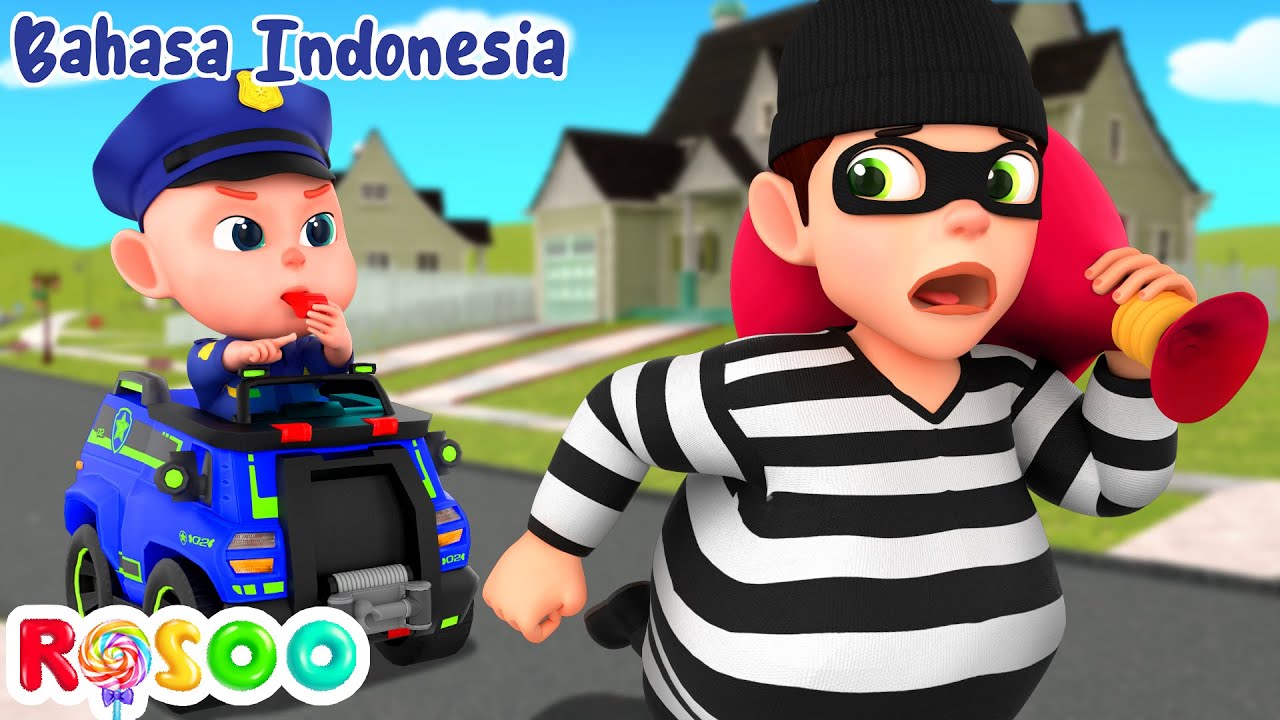 Lagu Polisi Anak – Super Polisi Menangkap Pencuri! 🚓 | Rosoo Bahasa Indonesia