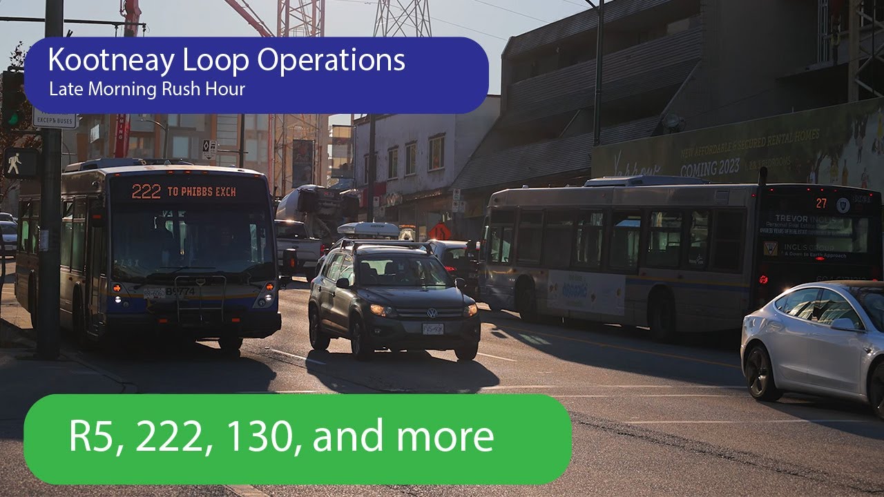 Translink Bus Ops: Rush Hour Action at Kootenay Loop (4K)
