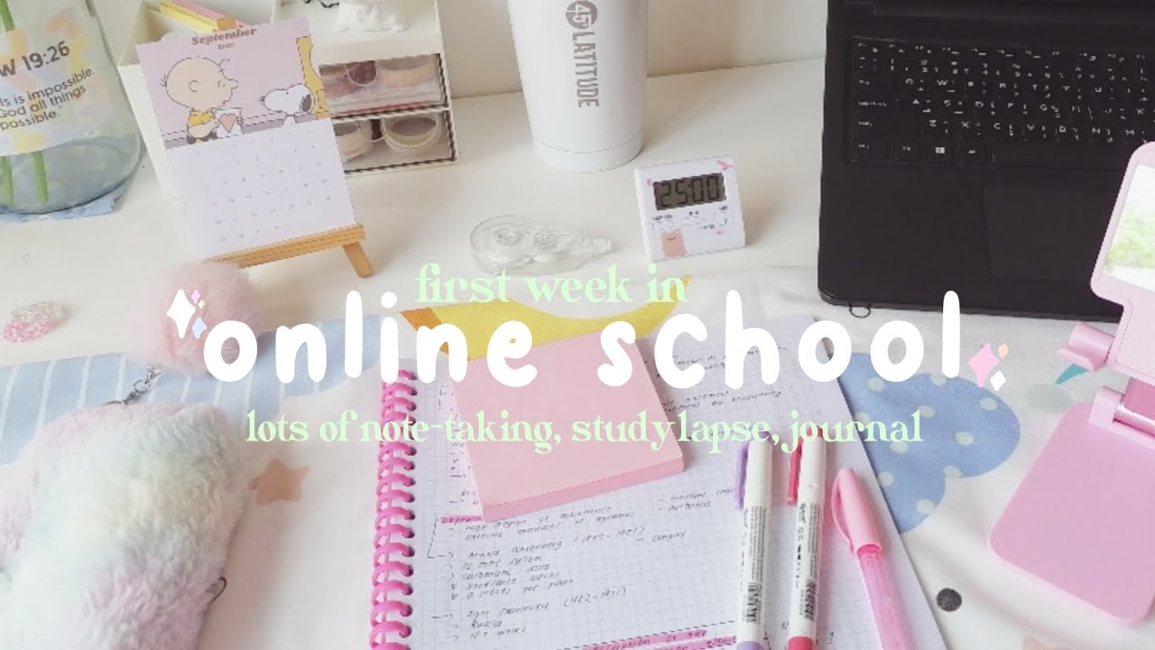 online class vlog🌸 (lots of note-taking, studylapse, journal)