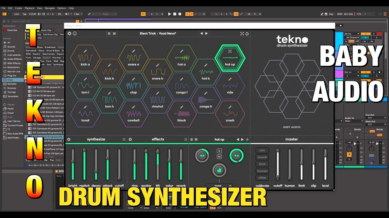 TEKNO Drum Synthesizer by Baby Audio - Walkthrough Tutorial & Demo with Ableton - PC & Mac